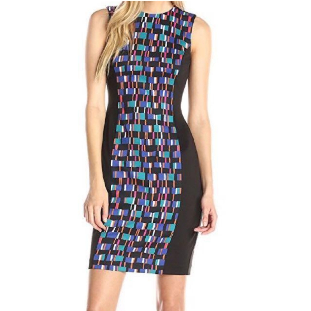 Calvin Klein bodycon pencil dress with body contrast and color blocking size 8